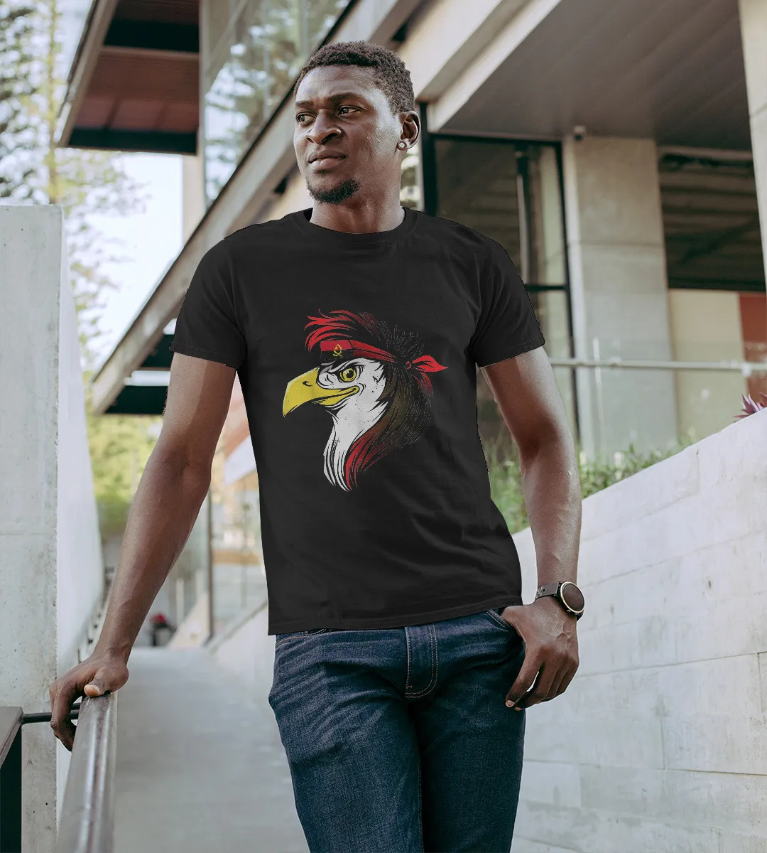 1sttheworld T-Shirt - Eagle Angola Flag T-Shirt Black A35