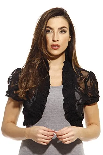 2502-Blk-2X Just Love Plus Size Shrug / Women Cardigan,Black With Lace,2X