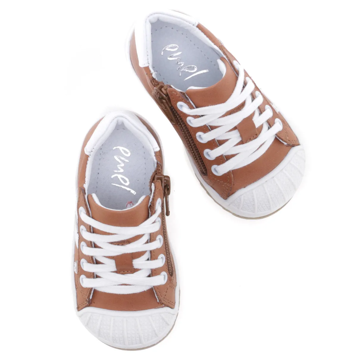 (2627A-25/2628A-25) Emel low trainers with bumper - brown