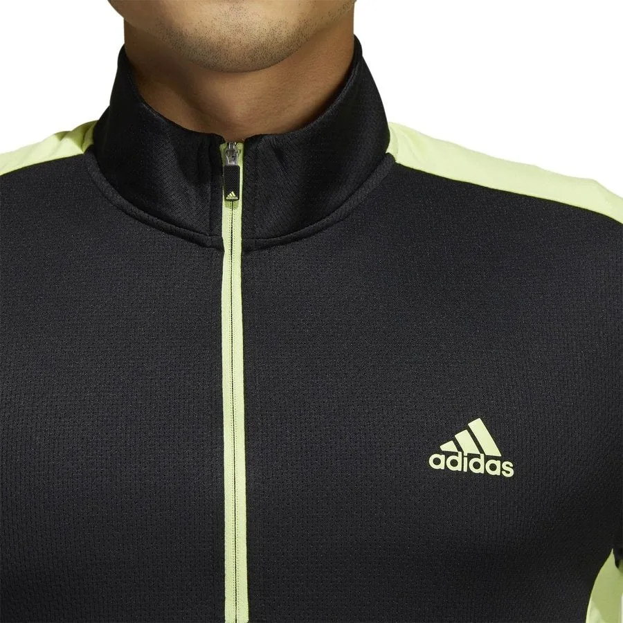 Adidas Colorblock Primegreen 1/4 Zip Golf Top - Black