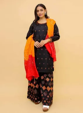 Amazing Black Color Resham Work Georgette Fabric Palazzo Salwar Suit