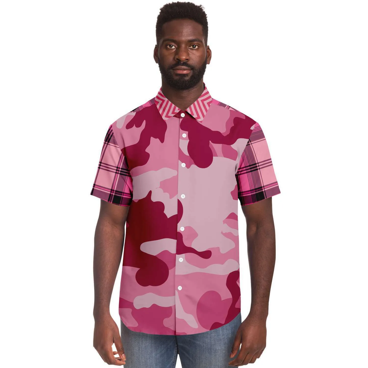 Art of War Short Sleeve Camo Button Down Shirt