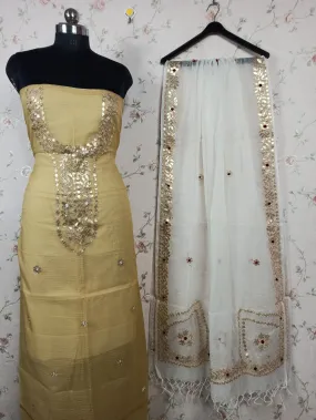 Beautiful Kota Doriya Embroidery Work Suit In cream