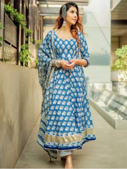 Blue Salwar Kameez With Dupatta Ready To Wear