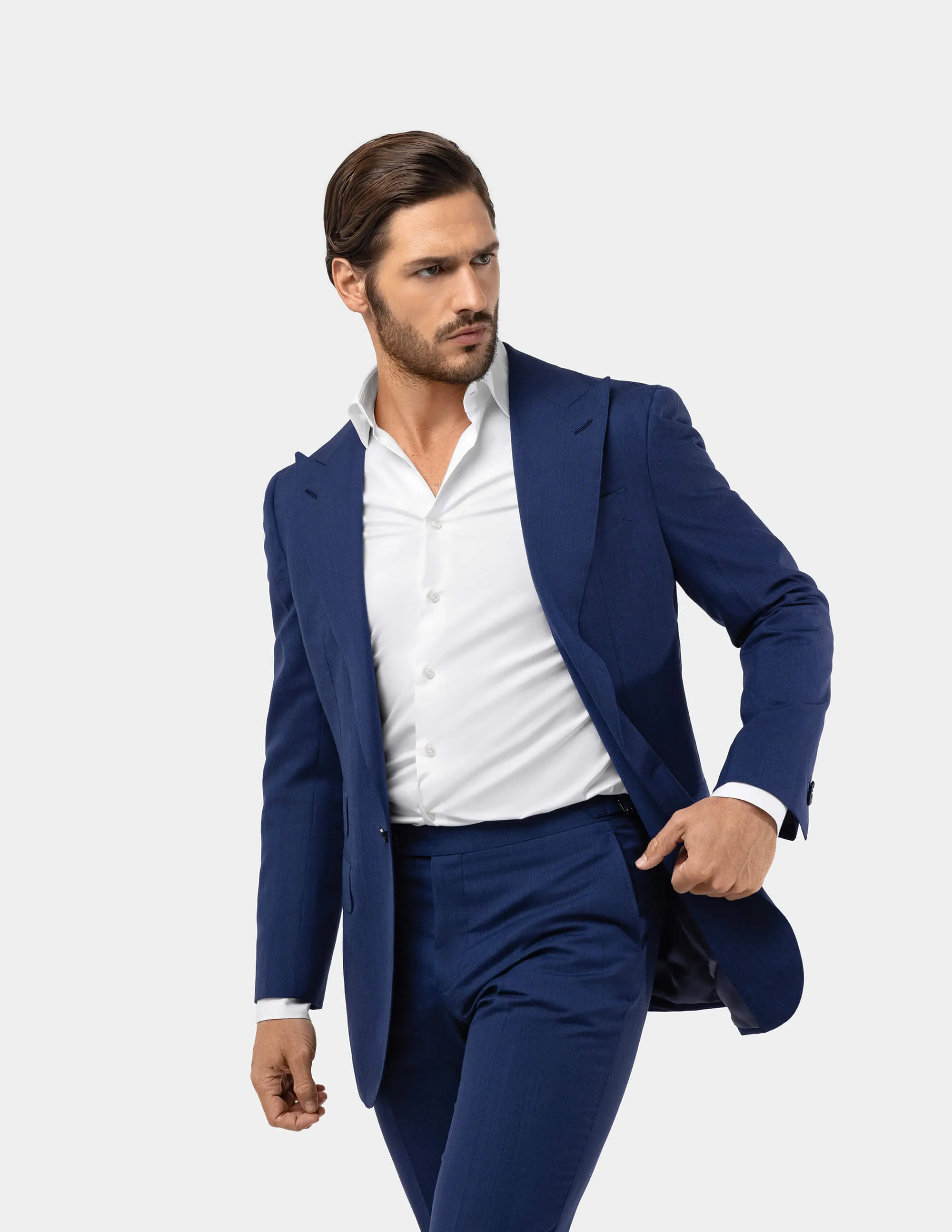 Blue Wool Single Breasted Suit