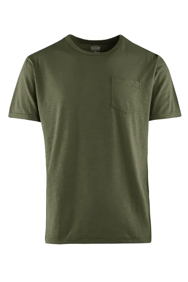 Bomboogie Cotton Jersey T-Shirt with Pocket TM7408TJSSG 322 olive night