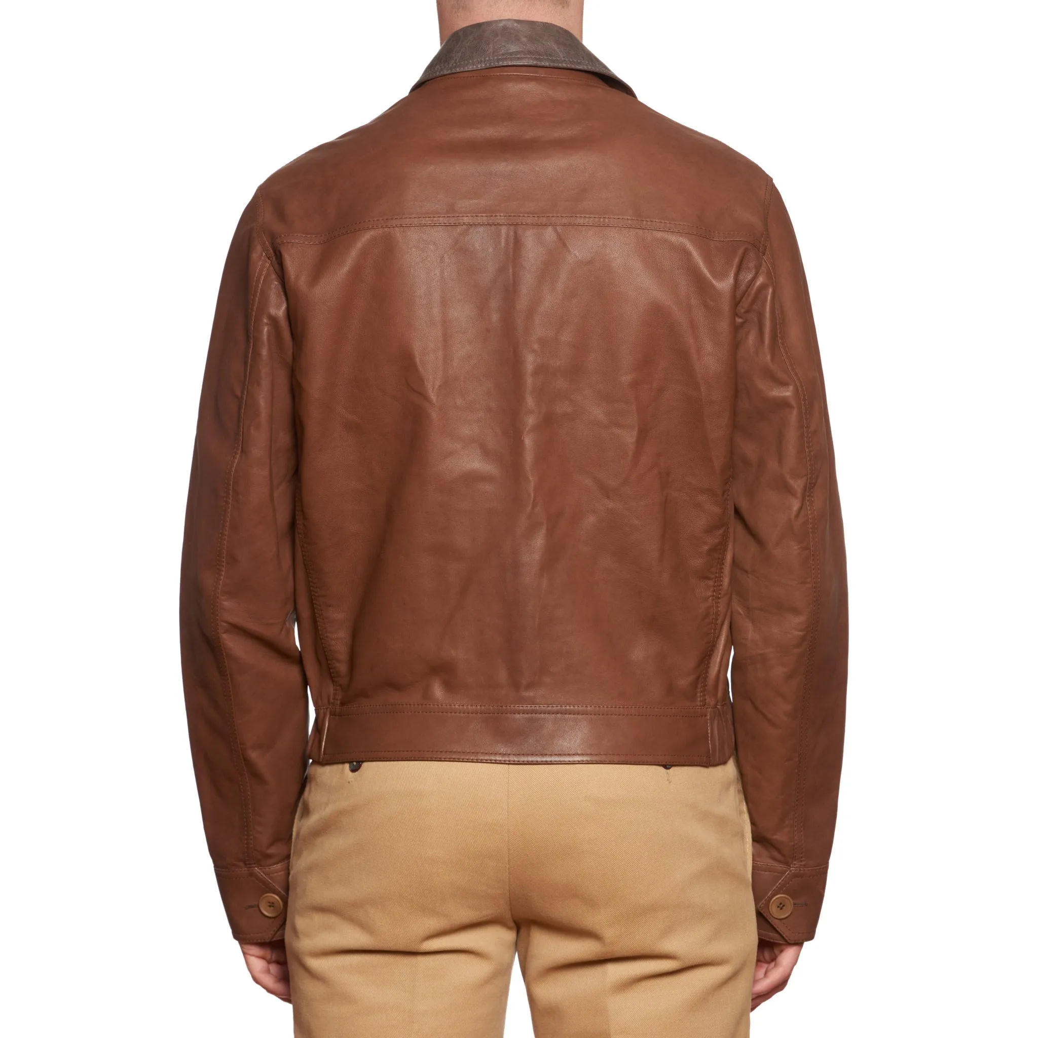 BOTTEGA VENETA Brown Leather Flight Jacket EU 50 US M