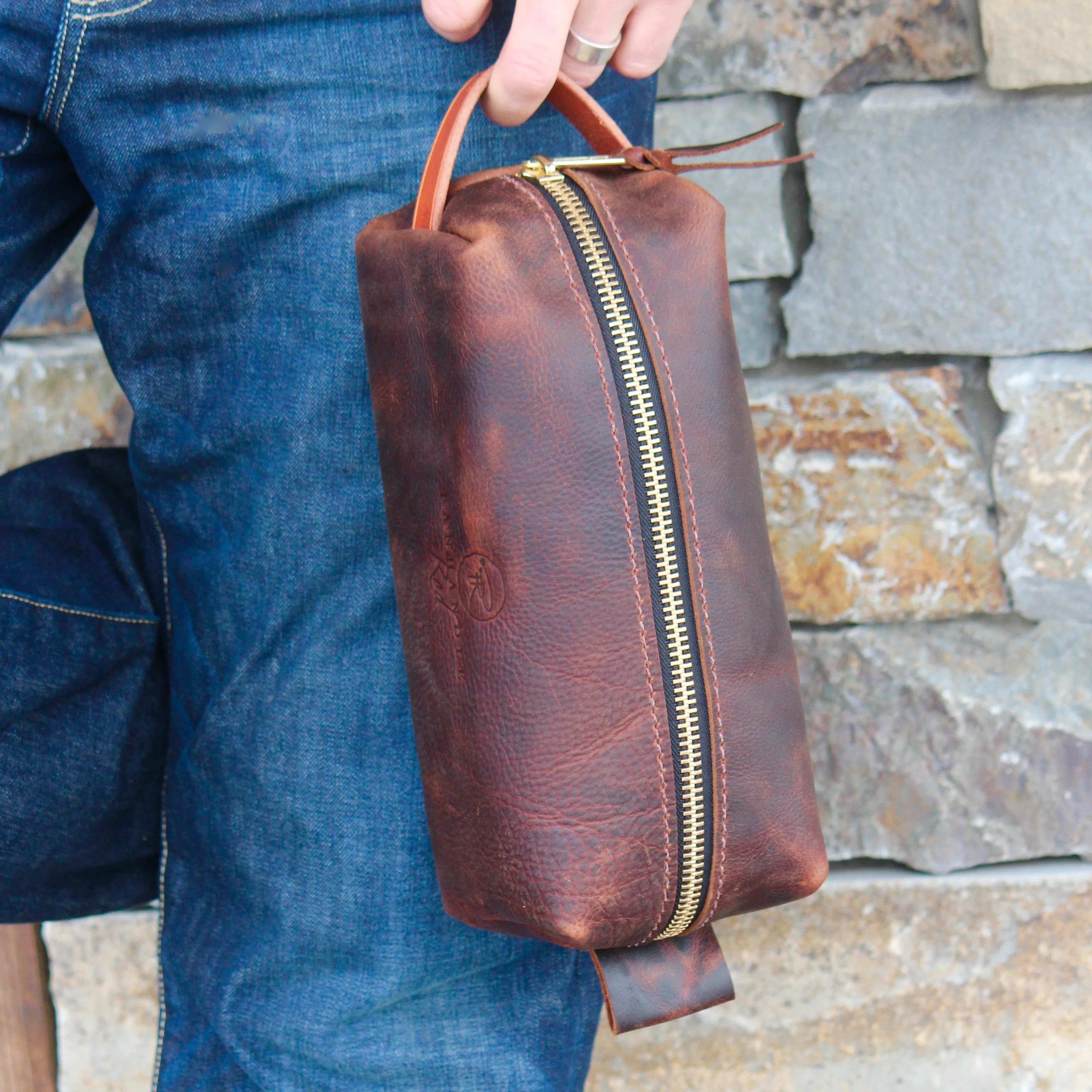 Brown Leather Shaving Kit