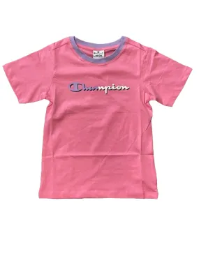 Champion Legacy C-Color Logo girl's short sleeve t-shirt 404670 PS074 pink 