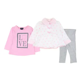 CK 3 Pc Fleece Jacket, Cotton T-Shirt And Leggings Set - Love