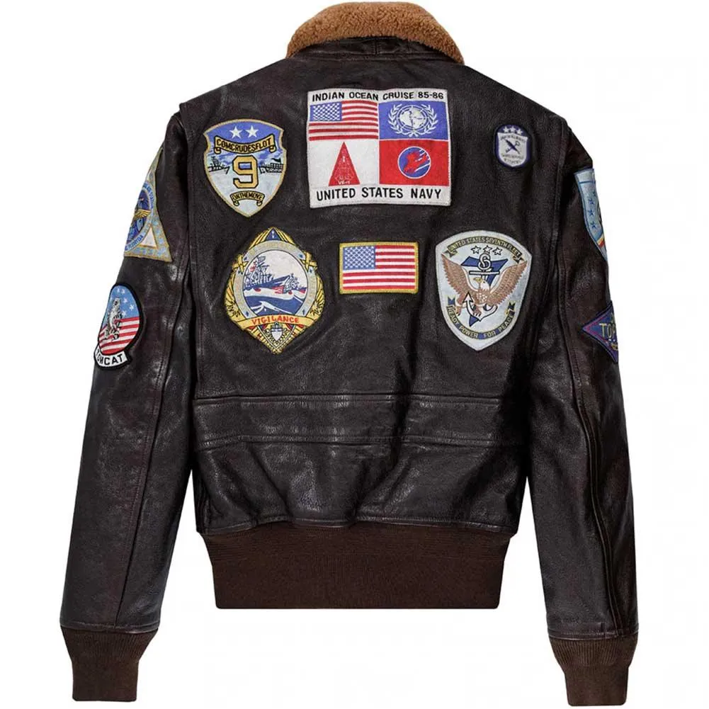 Cockpit USA Mens Top Gun II Navy G-1 Leather Flight Jacket