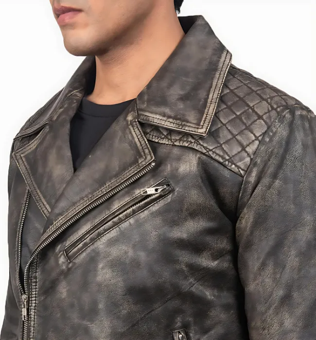 Danny Quilted Brown Leather Biker Jacket