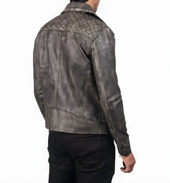 Danny Quilted Brown Leather Biker Jacket