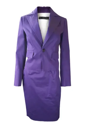 DSQUARED2 Purple Cotton Tailored Two Piece Skirt Suit (42)