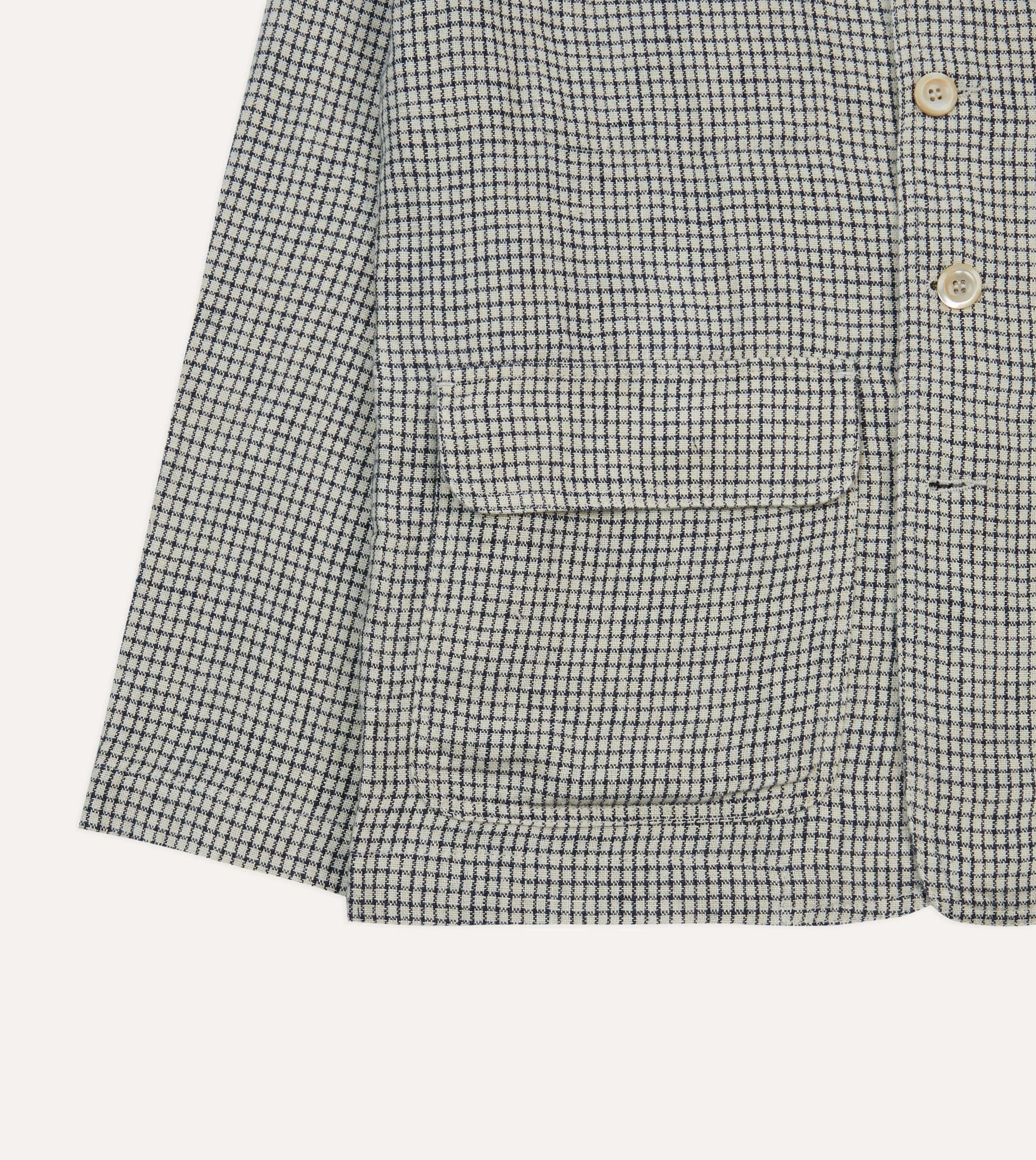 Ecru Check Linen Forestiere Jacket