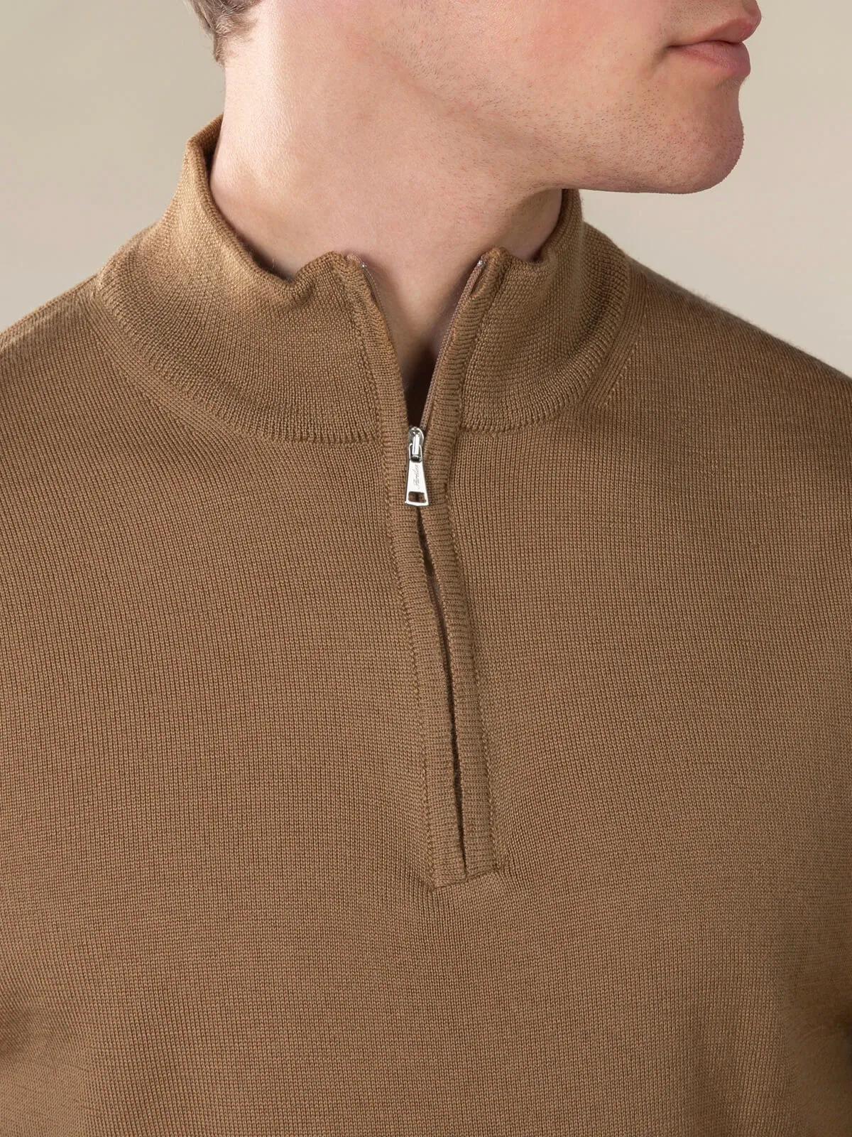 Extrafine Merino Zipper Sweater Caramel