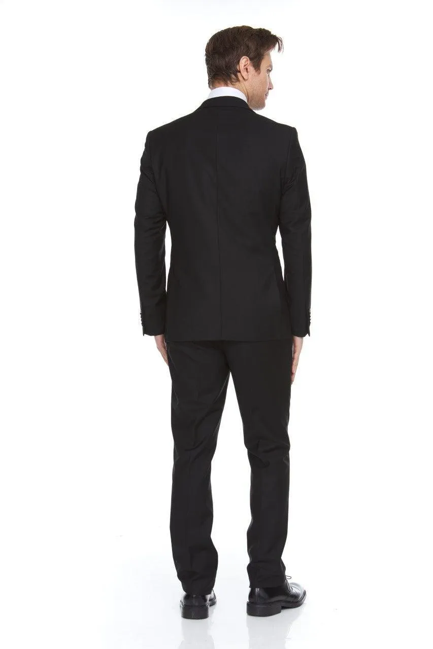 Ferera Collection-Men's 3 Piece Modern Fit Suit Solid Black