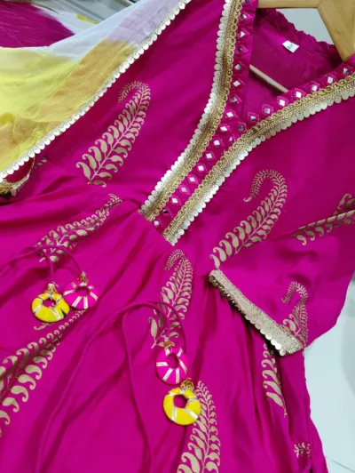 Festive Hot Pink Cotton Salwar Suit