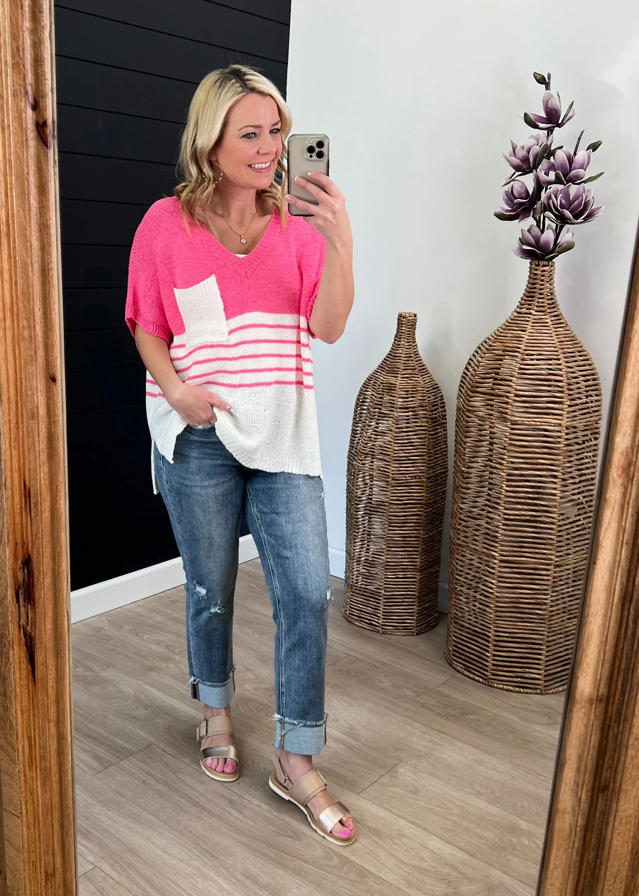 FINAL SALE - Oversized Neon Pink Sweater Top