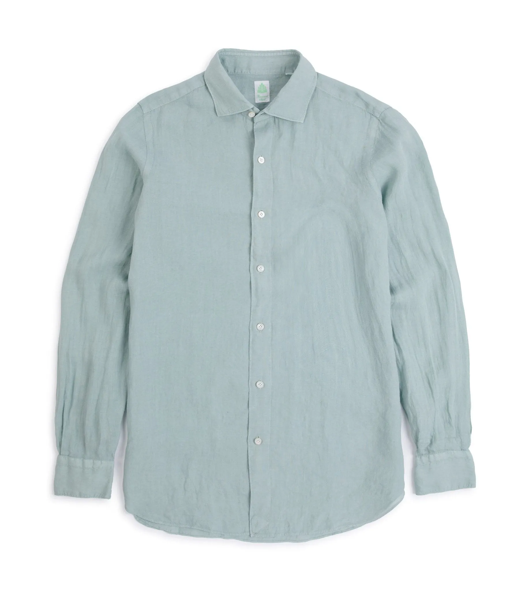 Finamore Gaeta Linen Luigi Sport Shirt: Green