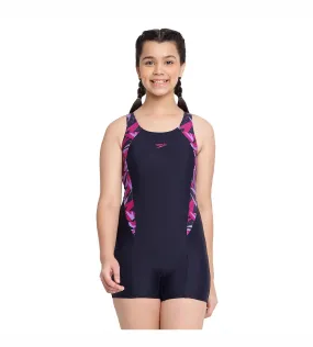 Girl's Hyperboom Splice Muscleback  Legsuit Swimwear - True Navy & Berry