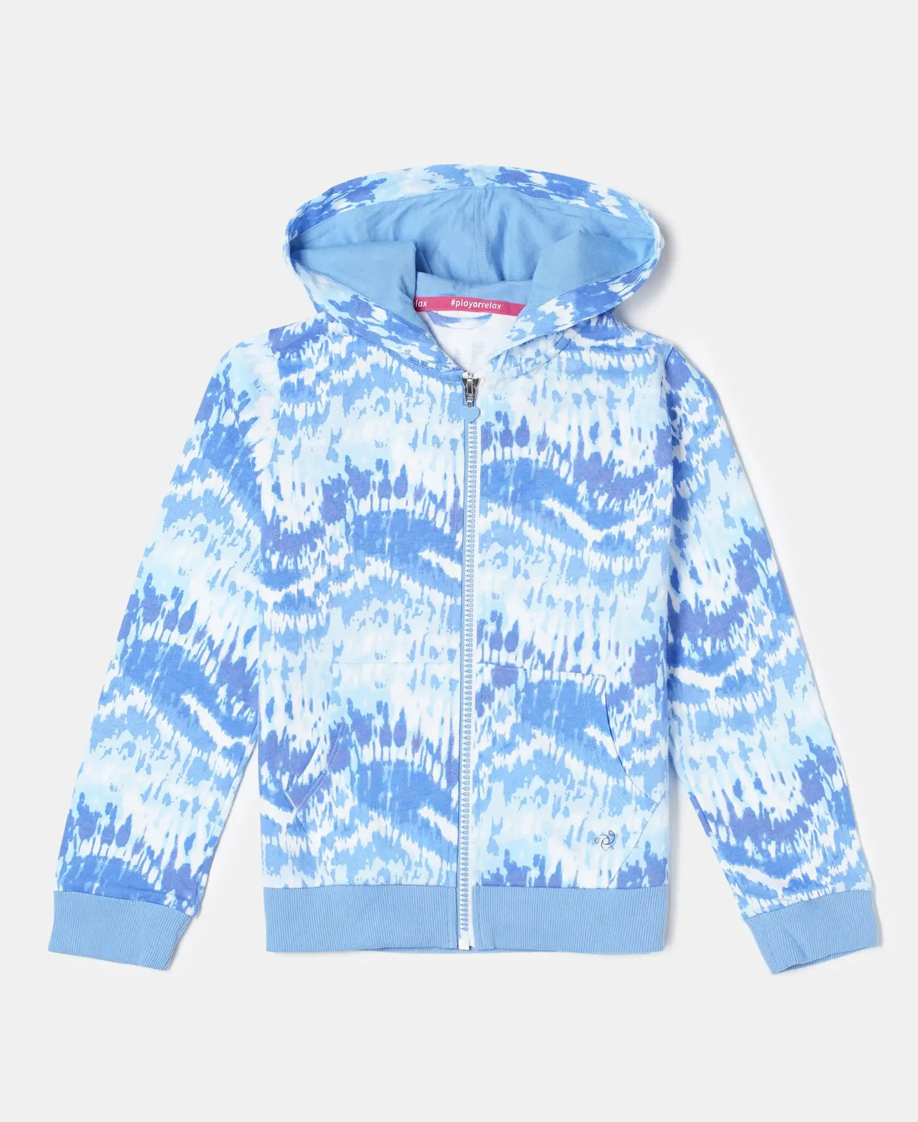 Girl's Super Combed Cotton French Terry Printed Hoodie Jacket - Provence AOP