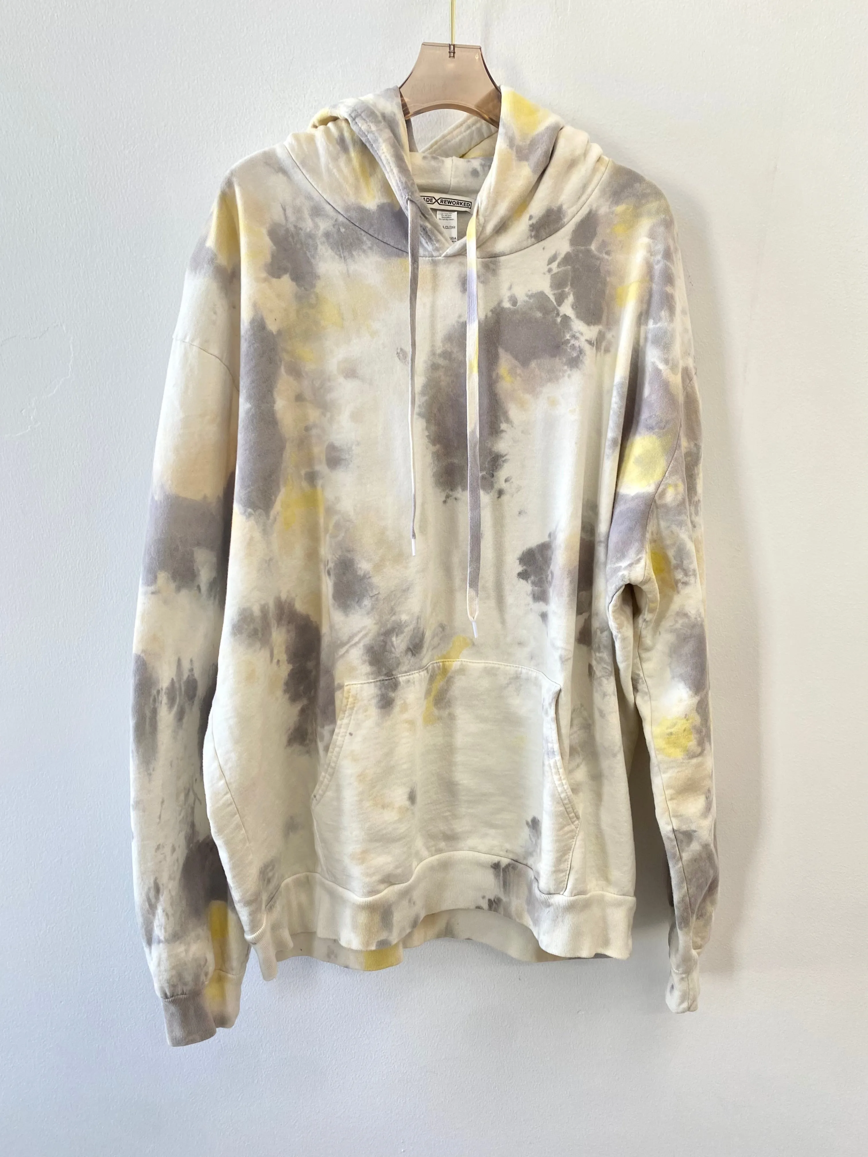 Grey & Lemon Yellow Marbled Hoodie (Reworked)