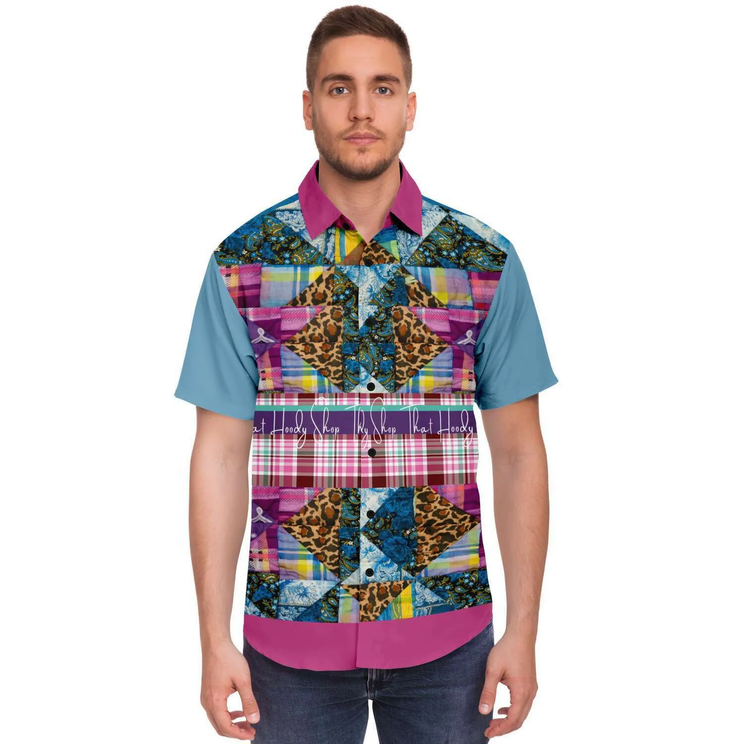 Gypsy Queen Purple Short Sleeve Button Down Shirt