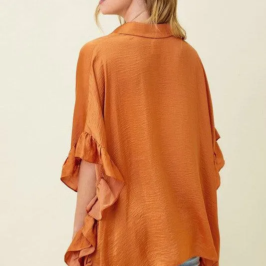 Hellen Draped Button Down Top