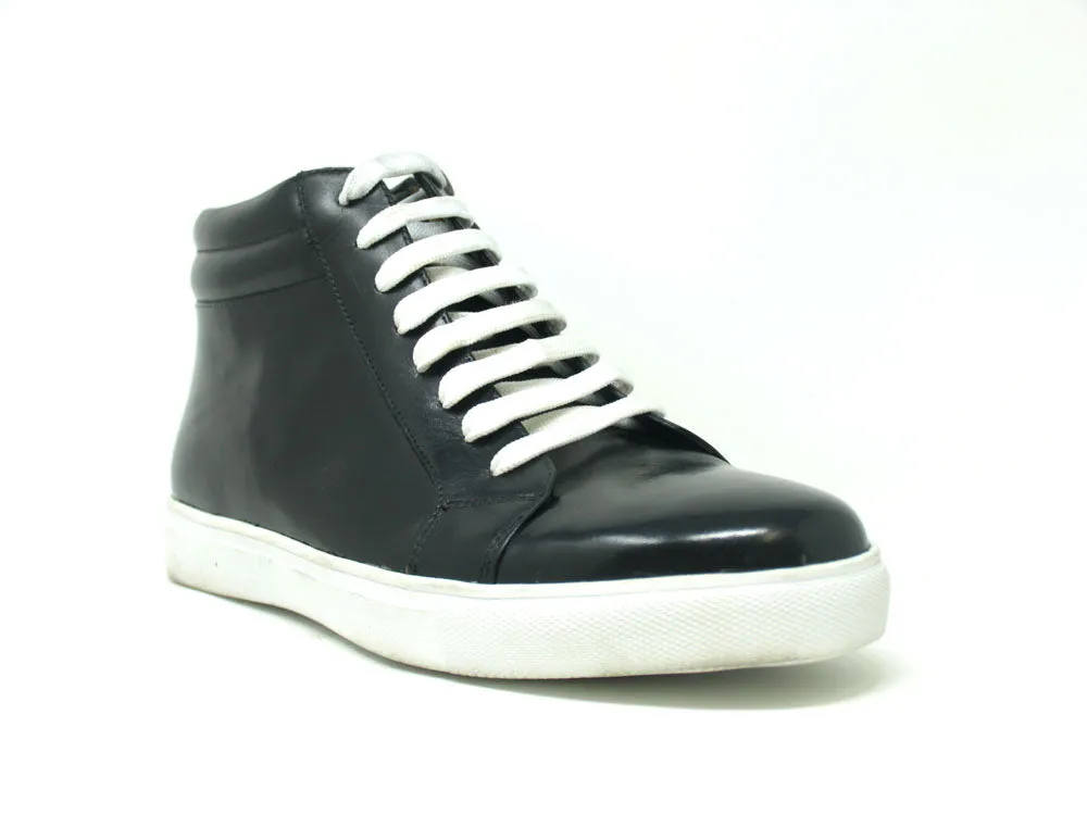 High Top Side Zipper Leather Sneaker