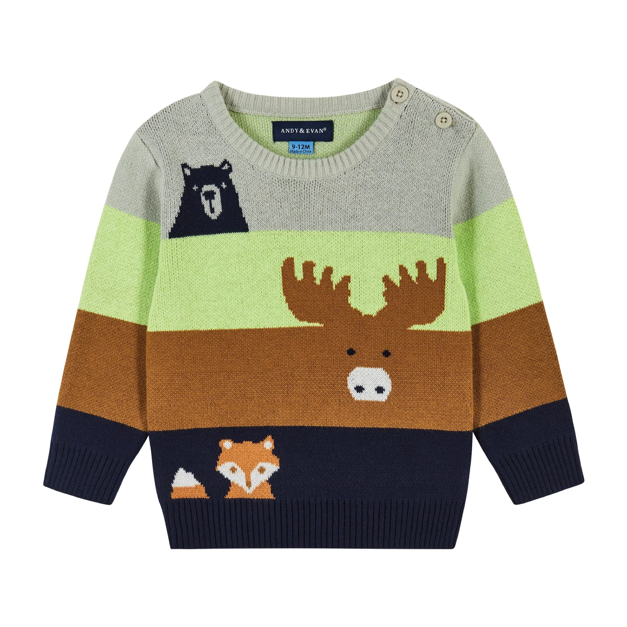 Infant Colorblocked Forest Animals Sweater Set  | Brown