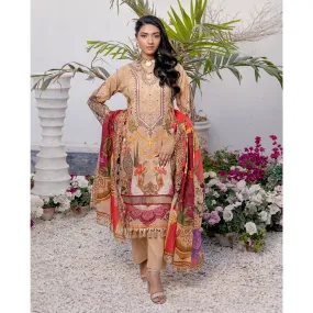 Janan Printed Lawn Embroidered  Suit 3Pcs with Cut Work Dupatta - 9