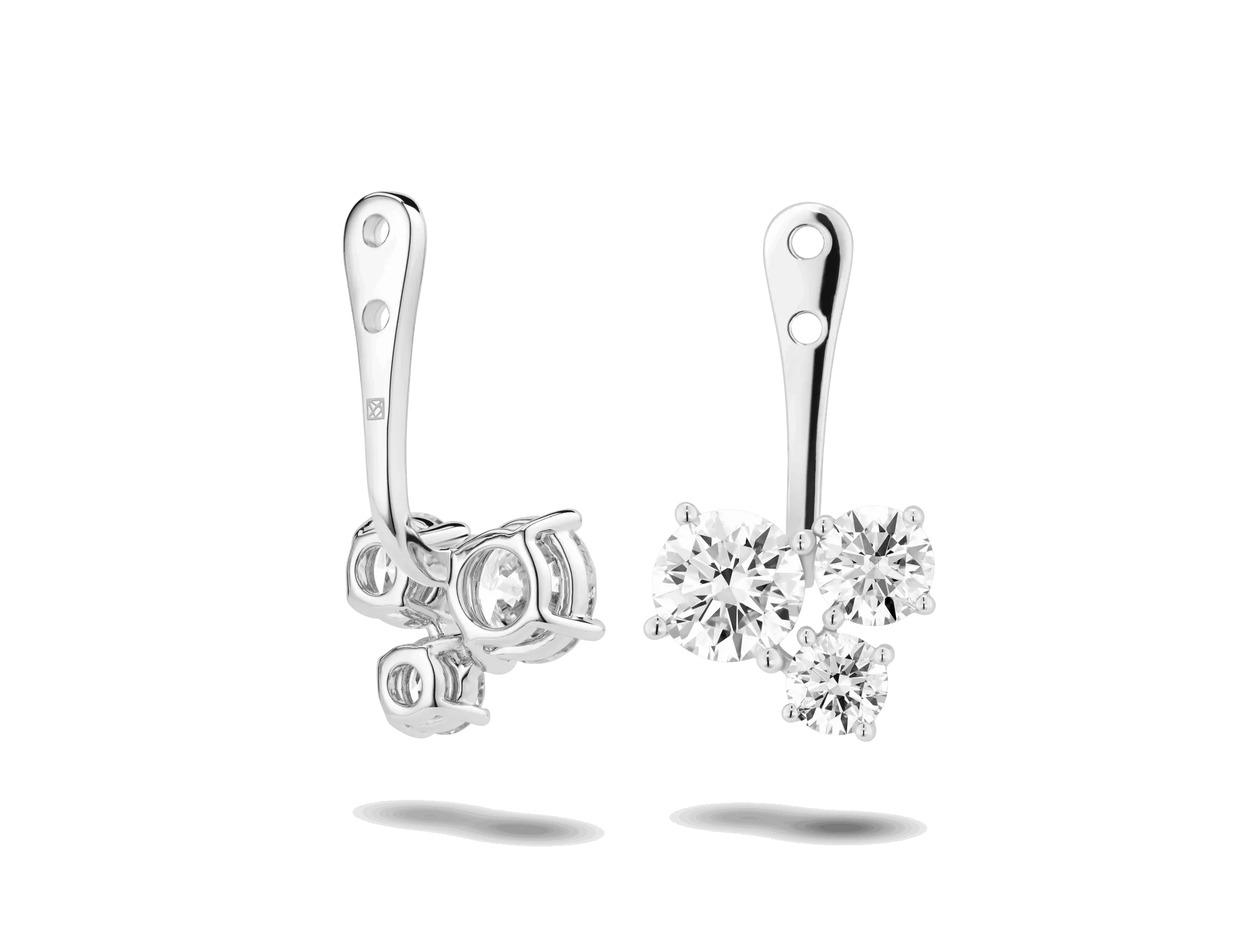 Lab-Grown Diamond 1ct. tw. Round Brilliant Cluster Ear Jacket Earrings | White