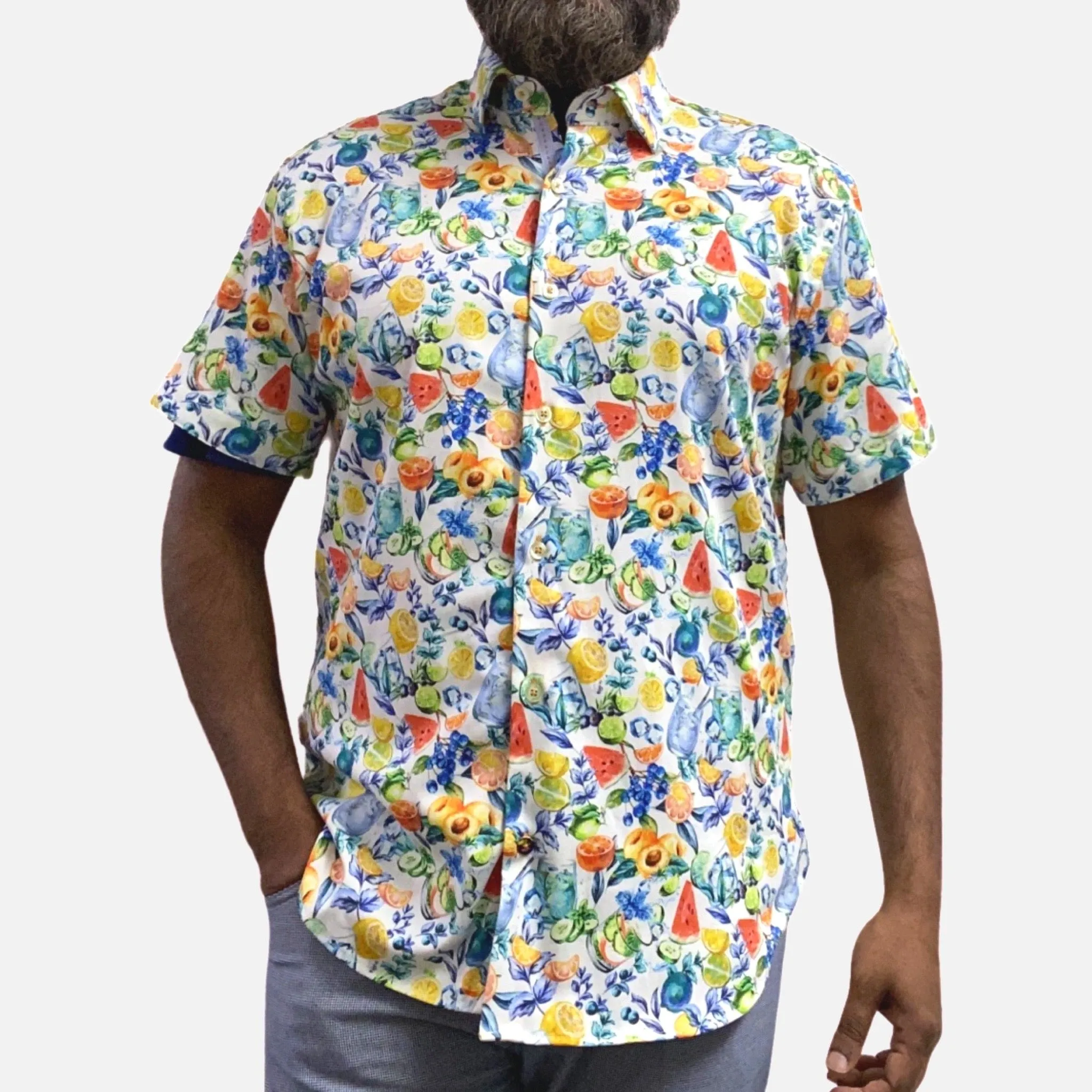 Luchiano Visconti Mens Summer Sports Shirt with Fruit Print Design