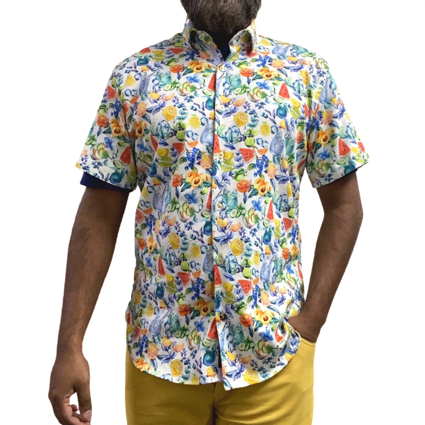 Luchiano Visconti Mens Summer Sports Shirt with Fruit Print Design