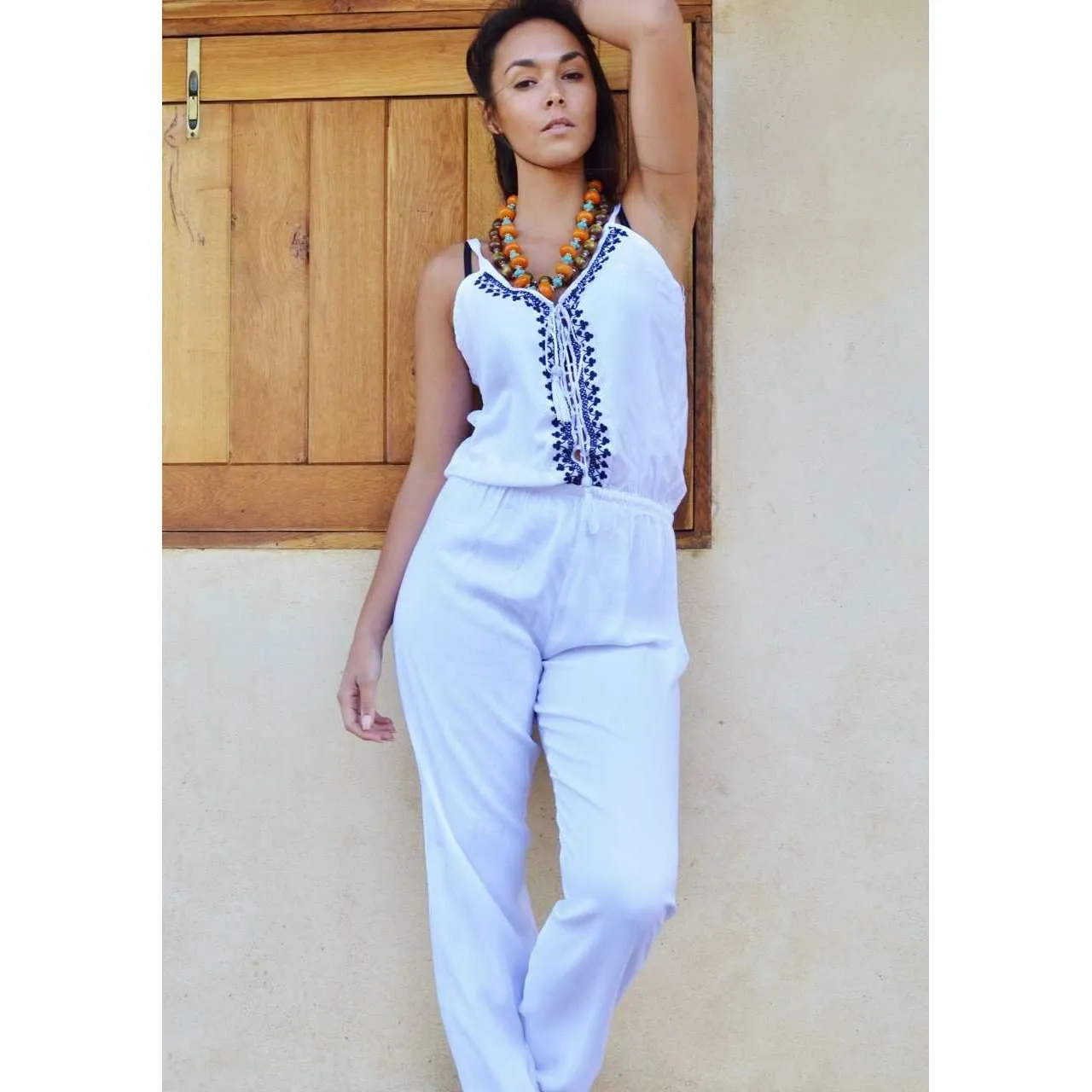 Marrakech White Karima Boho Jumpsuit