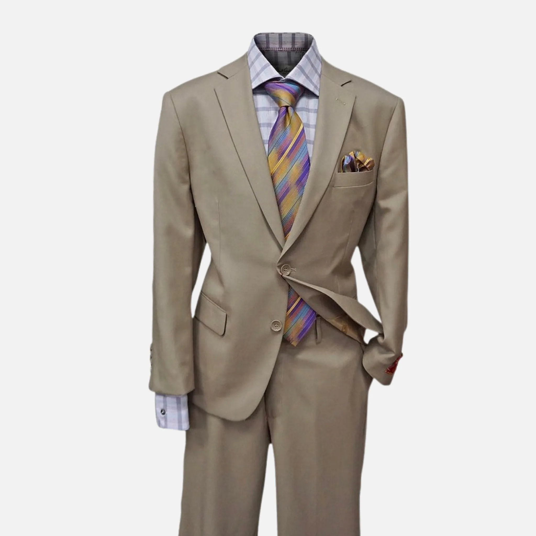 Mens 100% Wool Suit | Camel