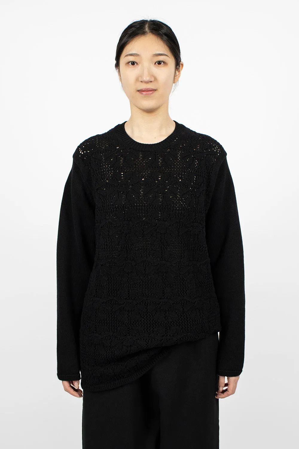 Oversized Flower Crochet Knit Black