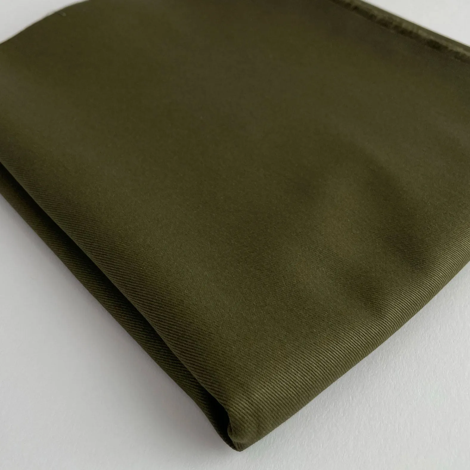 Relaxed Organic Cotton Twill Fabric in Dark Olive Green