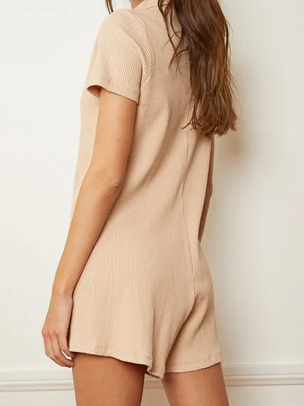 Ribbed Button Down Romper