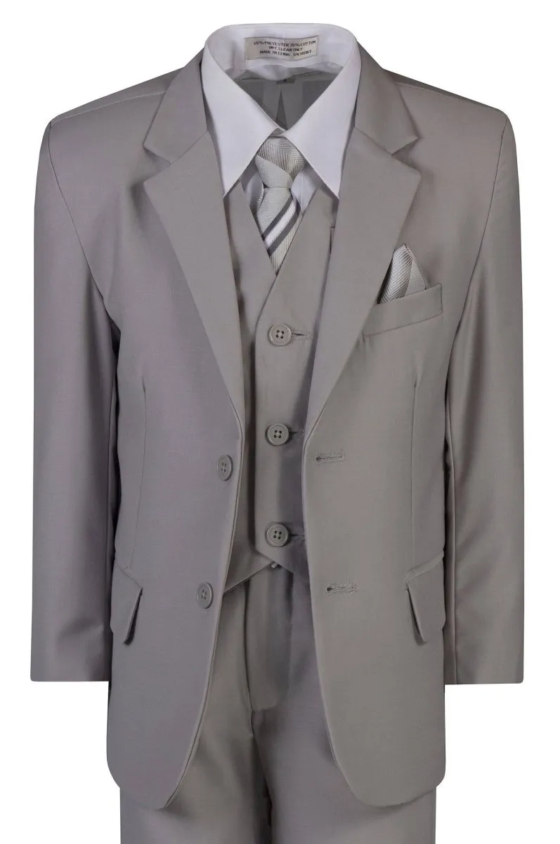 Standard Fit Boys 6 Piece Suit with Neck Tie And Pocketsquare