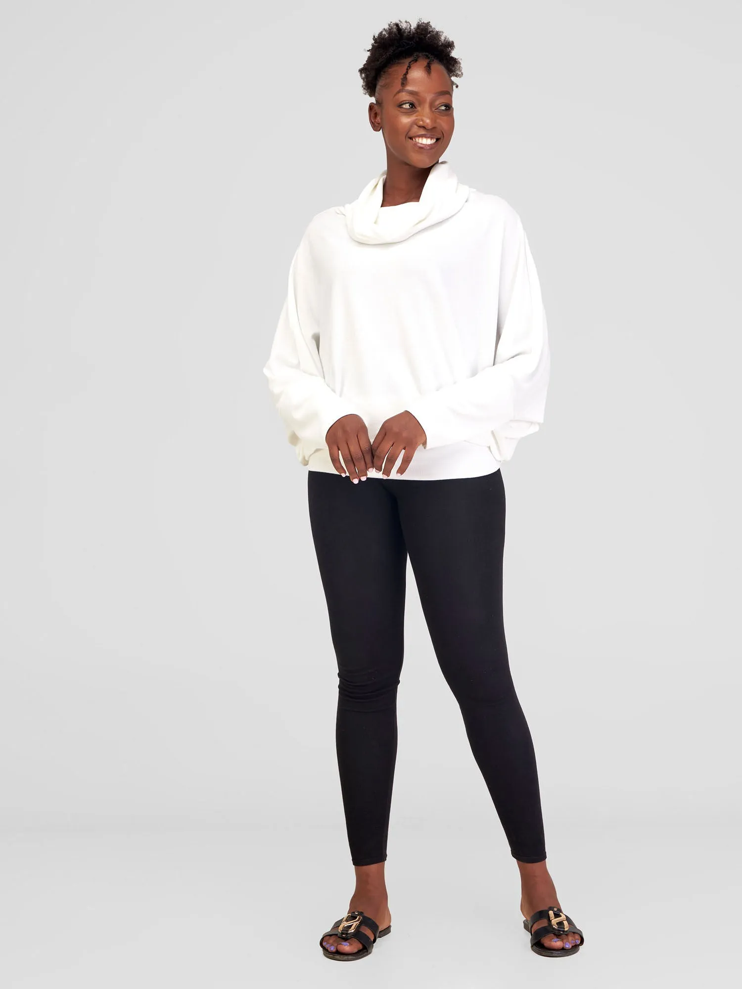 Vivo Basic Dolman Sweater - White