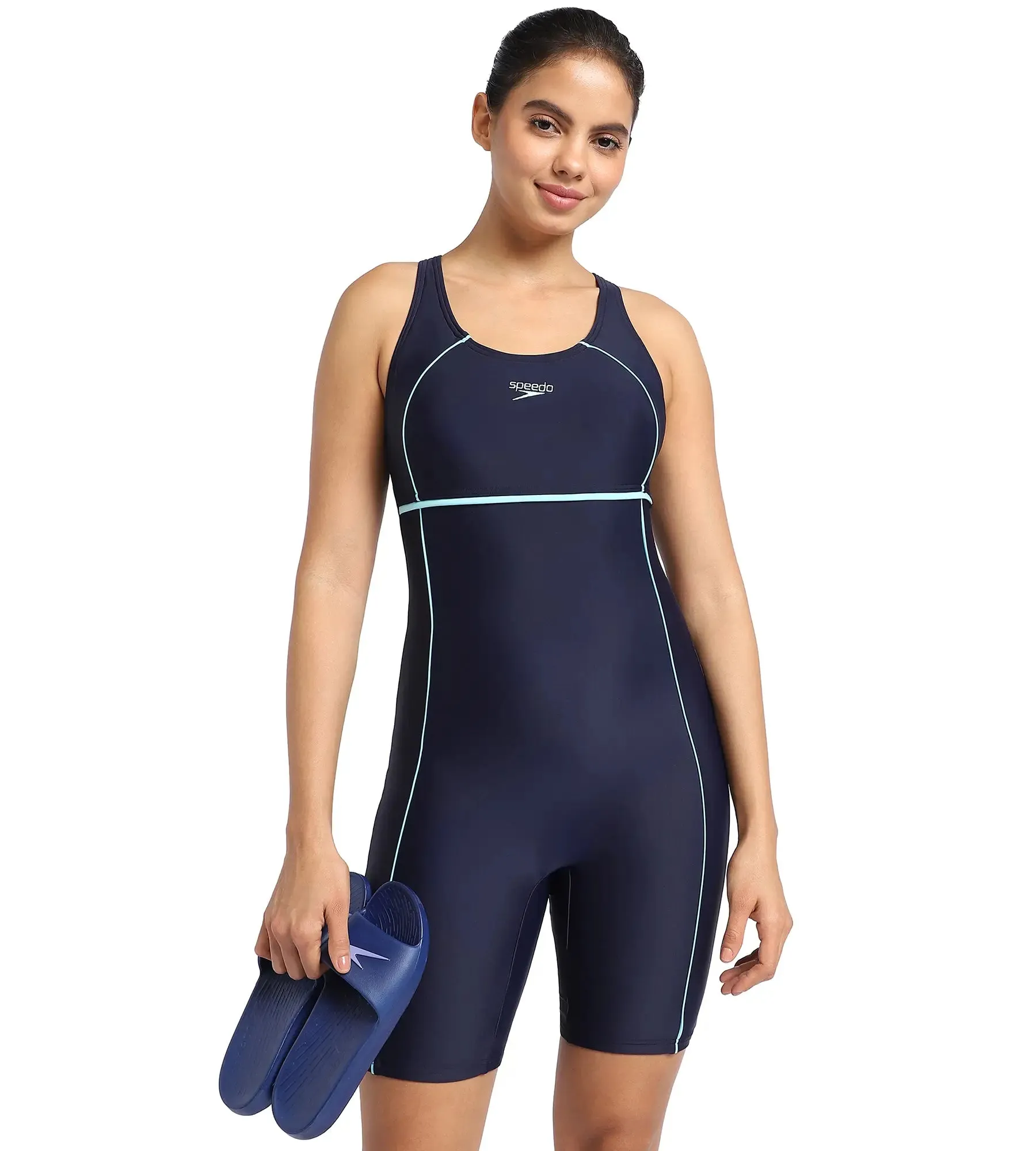 Women's Endurance Classic Racerback Legsuit Swimwear  - Truenavy  &  Marine Blue